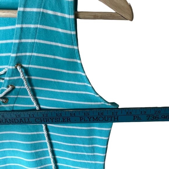 Lauren Ralph Lauren Nautical Striped Lace Up Dress Sz S Blue Beach Cover Up - Picture 7 of 9